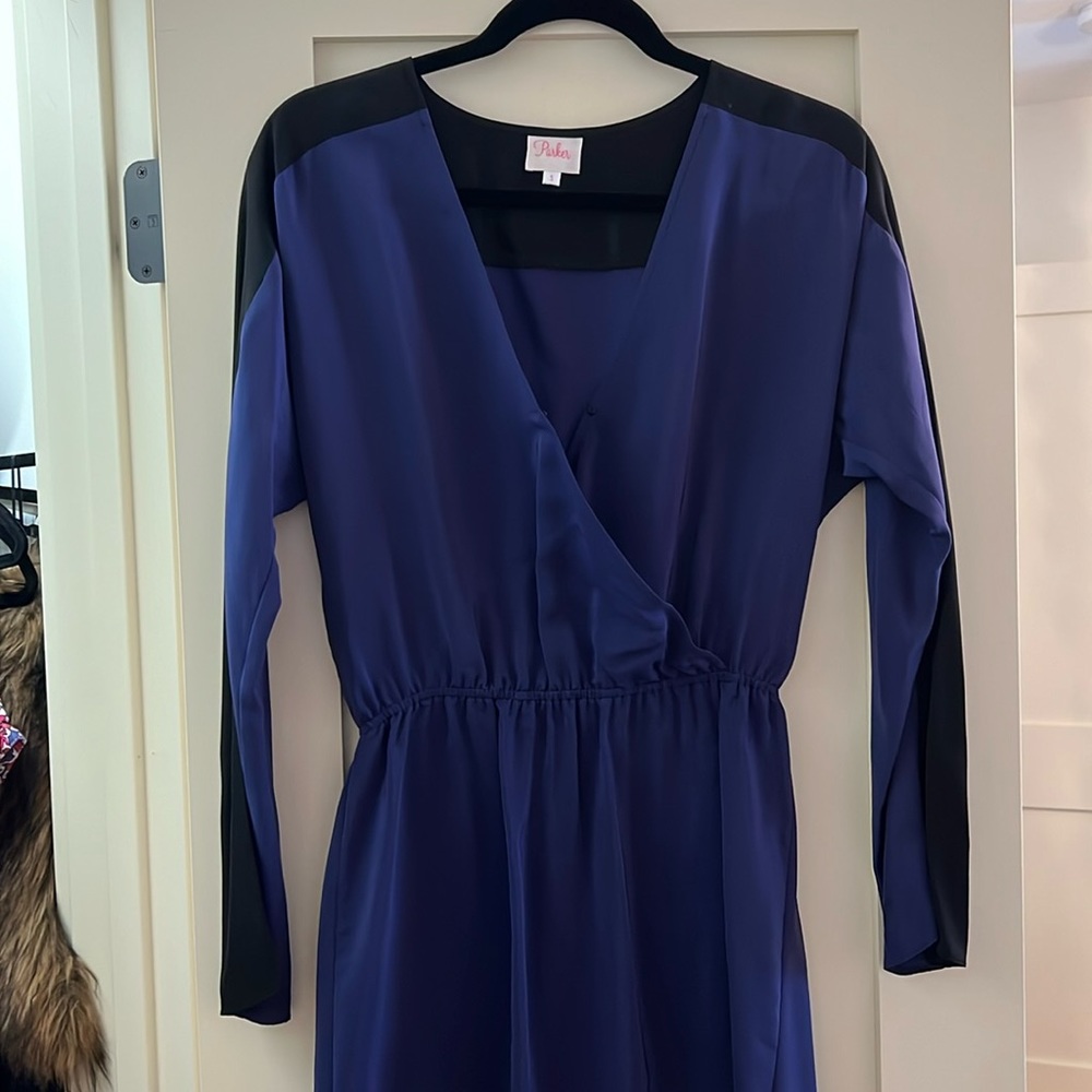 Blue and black long sleeved Parker dress